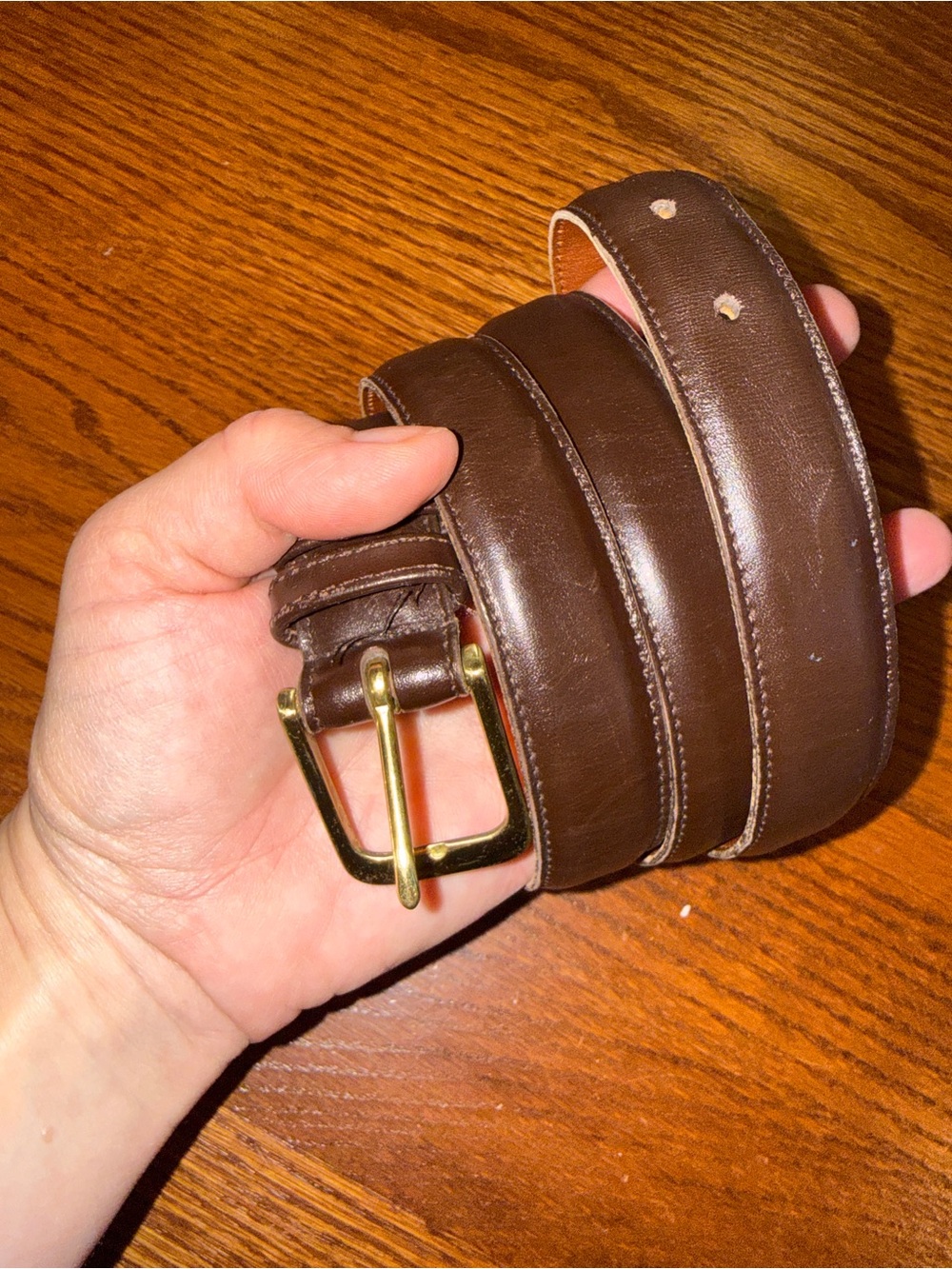 Coach Brown Leather Women’s Belt with Gold-Tone Buckle
